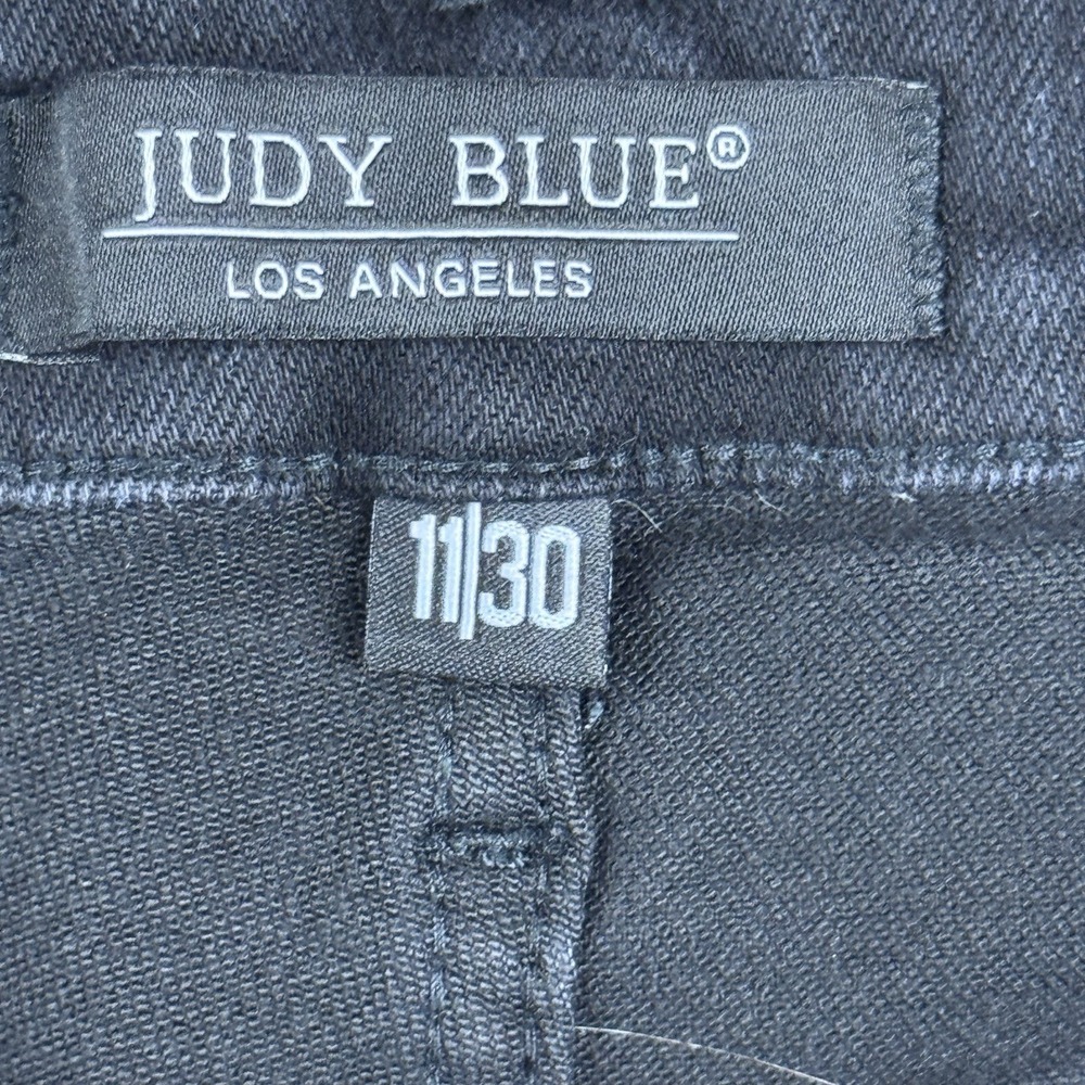 Judy Blue Jeans 11/30 Black High Waist Cropped Wide Leg Raw Hem - Picture 4 of 12